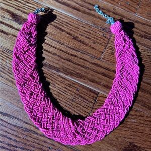 Elegant Pink Beaded Collar Necklace